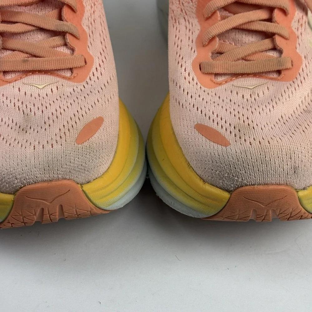 Hoka Bondi 8 Running Shoes Athletic Womens 7.5 B Coral Peach